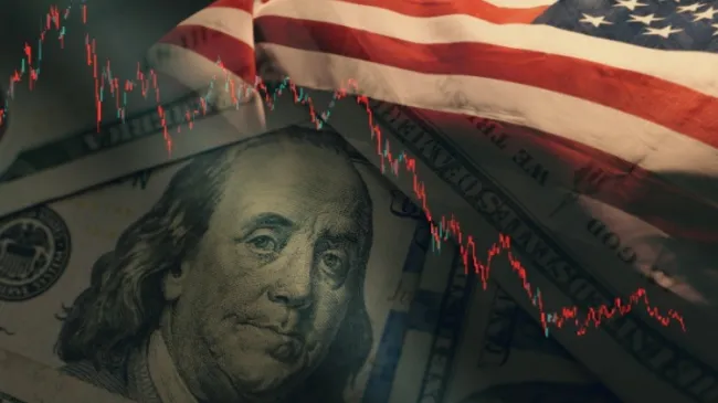 US flag with dollar bill